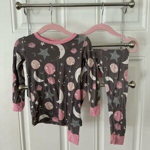 Little Sleepies Pink To the Moon & Back Two Piece Bamboo Viscose Pajama Set
